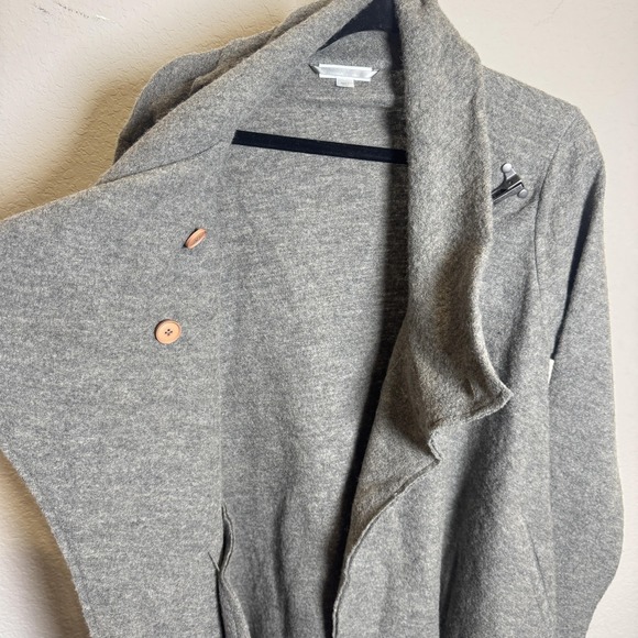 Garnet Hill Sweater Womens 6 Gray Wool Shawl Collar Wrap Cardigan‎ Coat - Picture 11 of 11